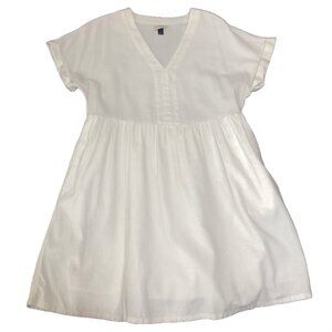 Universal Thread Women S/M Shirt Dress White Linen Short Sleeve V-Neck Beachy